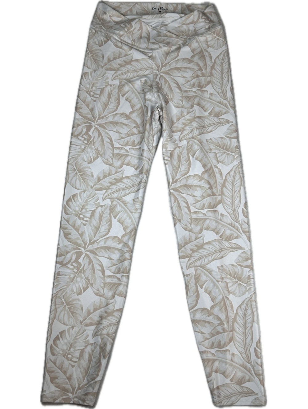 Kenny Flowers Women's Medium Beige Leaf Print Leggings
